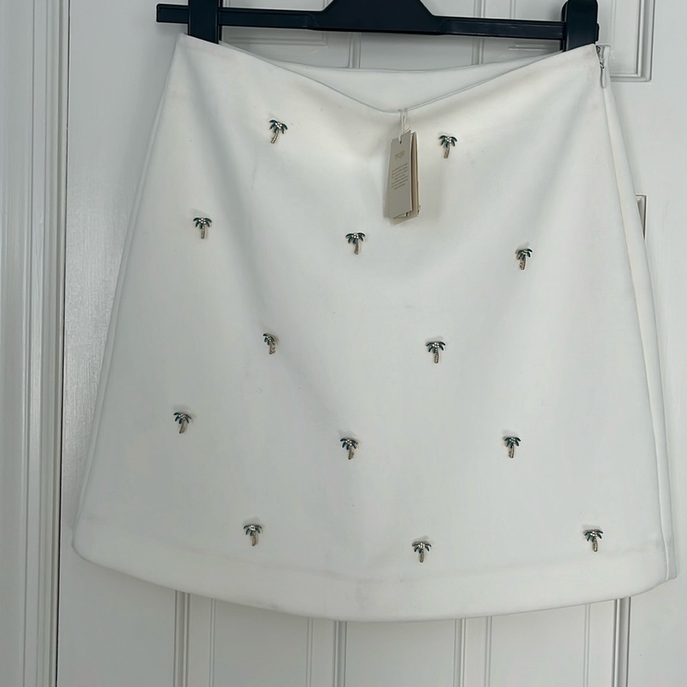 NEW Maje 🌴 cream colored skirt with Palm Tree embellishments. Size Maje T2